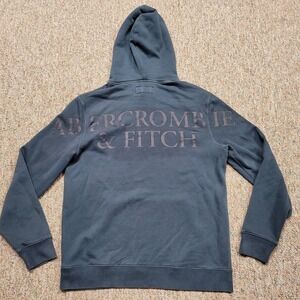 Abercrombie & Fitch Sweatshirt Mens Medium Blue Pullover Hoodie Big Back Logo
